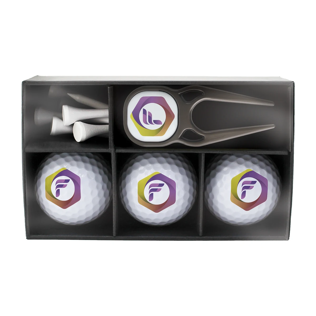 Signature Combo Golf Box — 3 Balls, Divot Tool & Tees 1
