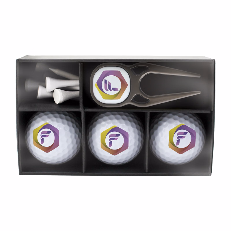 Signature Combo Golf Box — 3 Balls, Divot Tool & Tees
