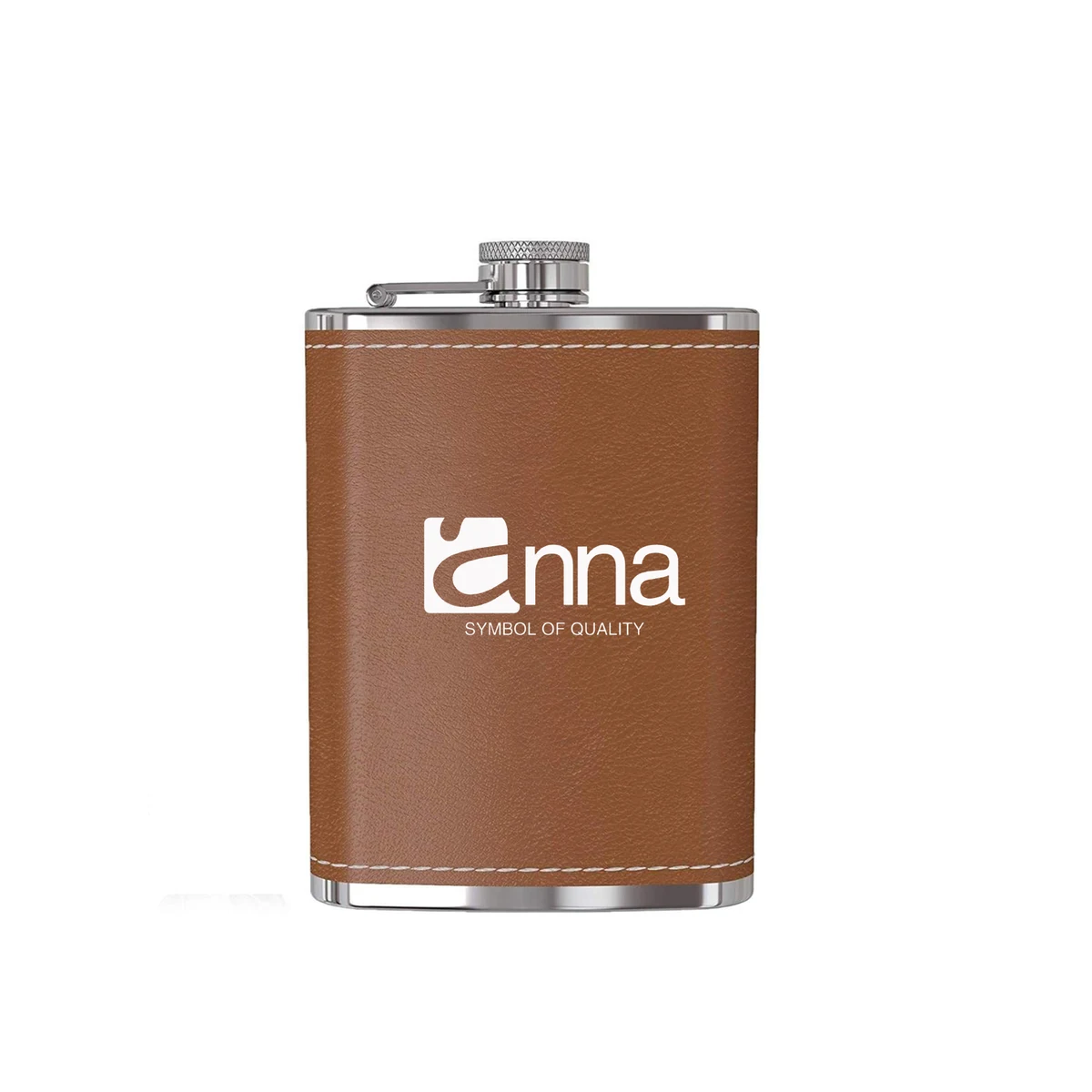 8 Oz Leather Wrapped Flask, custom water bottle with logo imprint 1