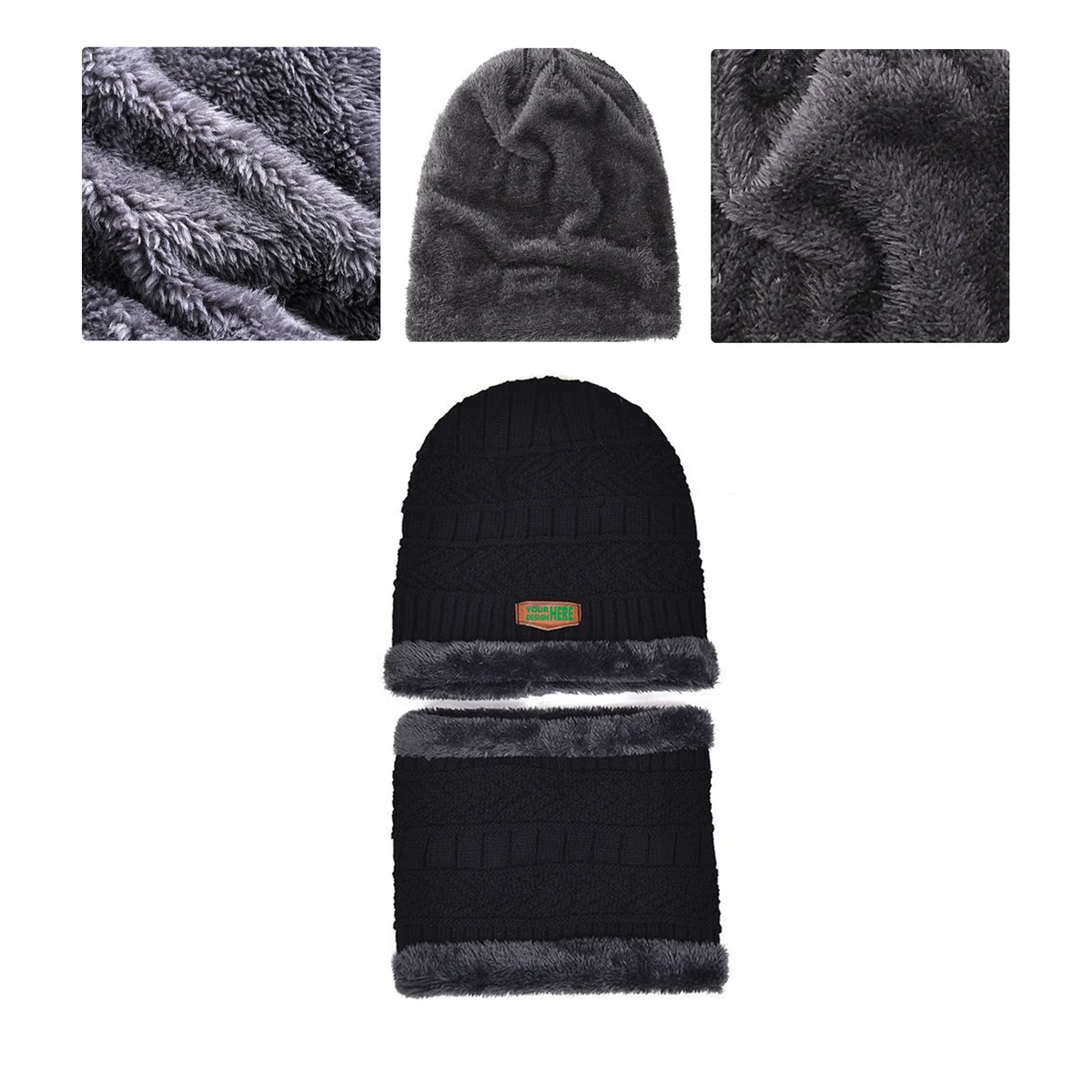 MOQ50 Custom Winter Knit Beanie Warm Fleece Lined Hat 1