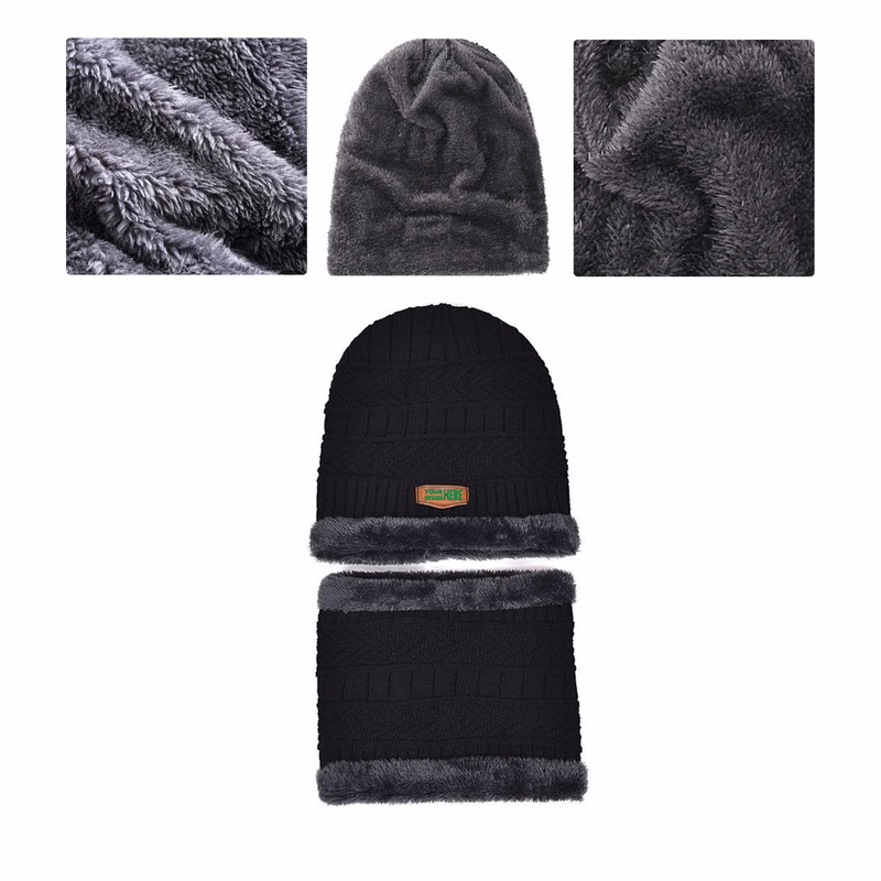 MOQ50 Custom Winter Knit Beanie Warm Fleece Lined Hat