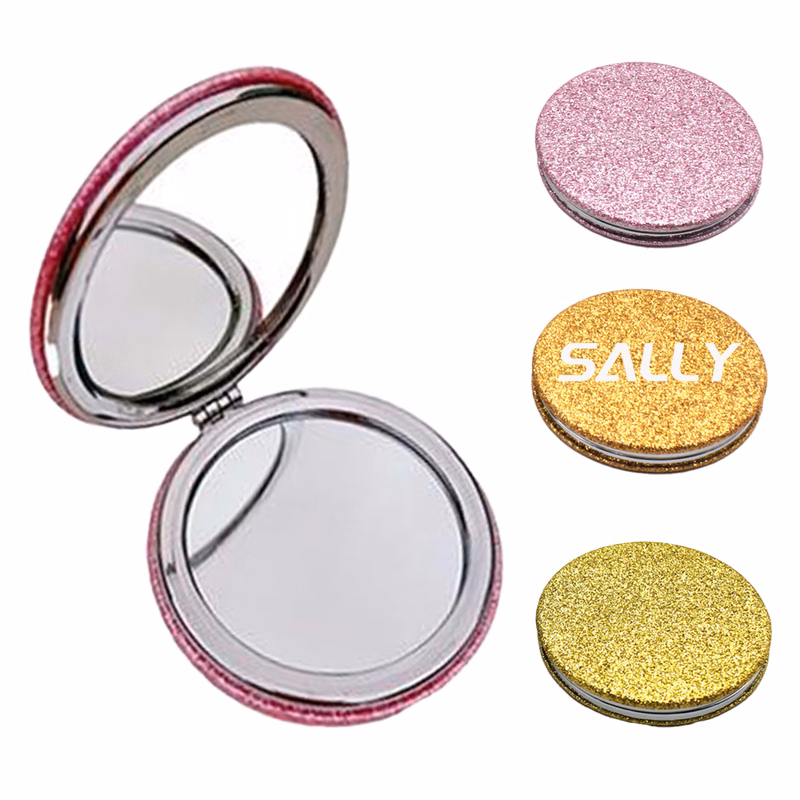 Pocket Compact Travel Leather Double-Sided Folding Mirror