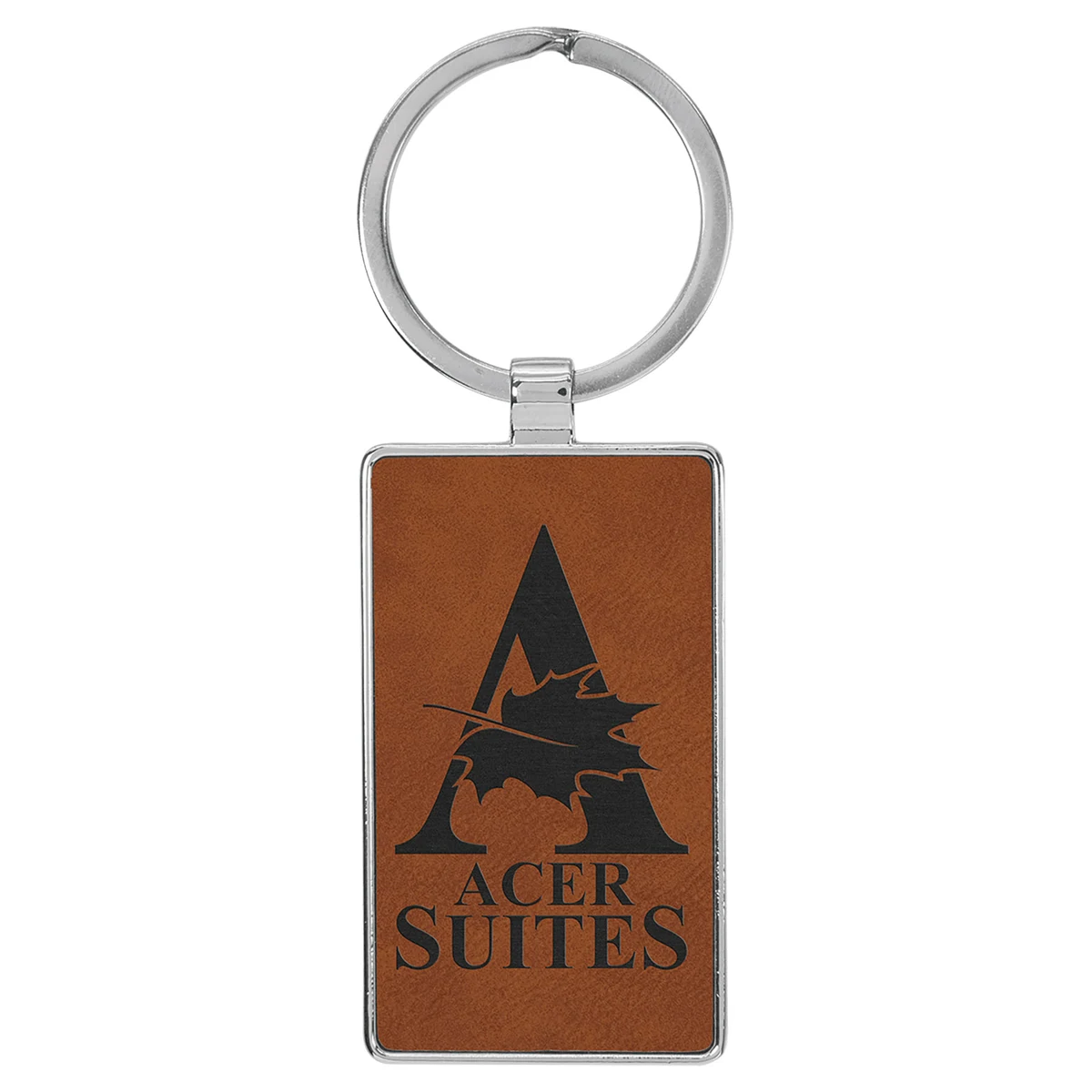 Rawhide Leatherette/Metal Rectangle Keychain 1