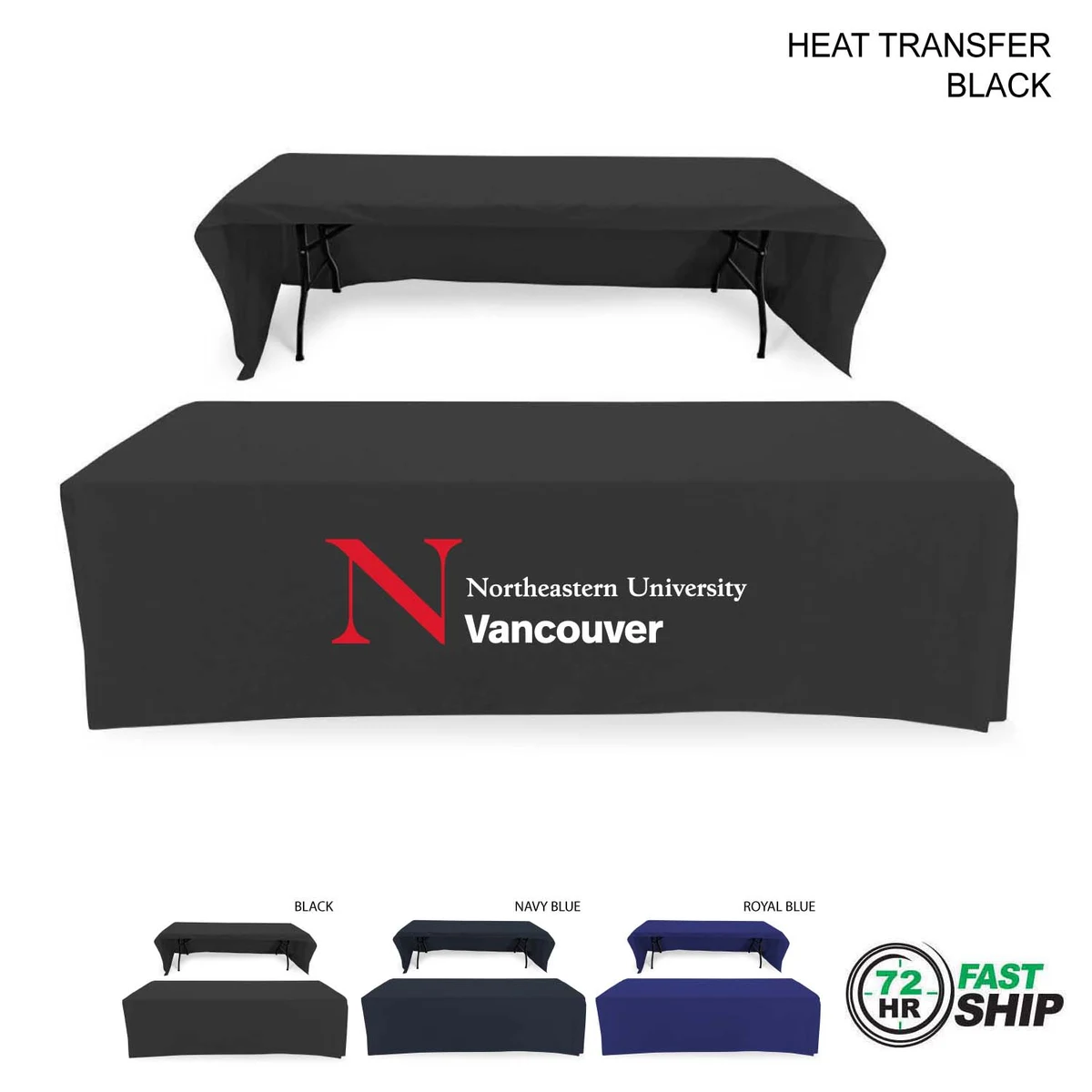 72 Hr Fast Ship - Polycotton Twill Table Throw for 8' Table, Drape style, 3 sided, Open Back 1