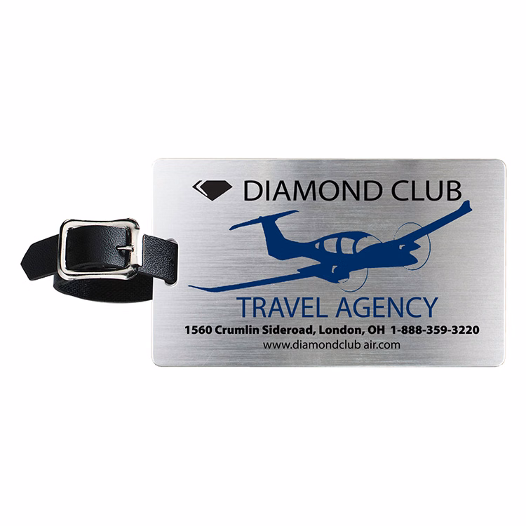 "Mustang" Brushed Aluminum Slip-In Pocket Luggage Bag Tag