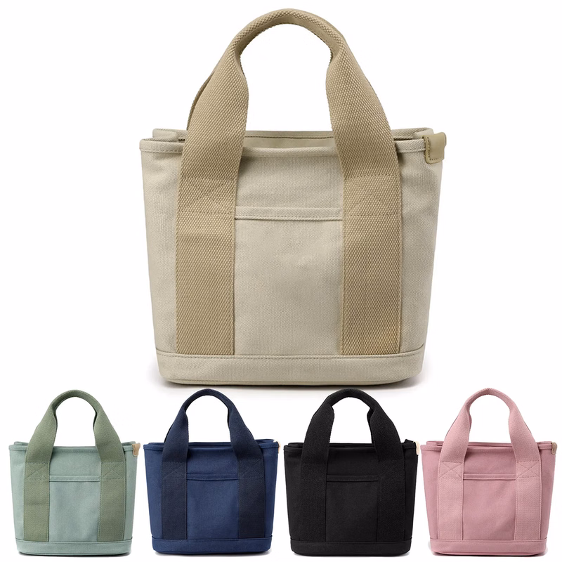 Canvas Small Tote Bag with Zipper