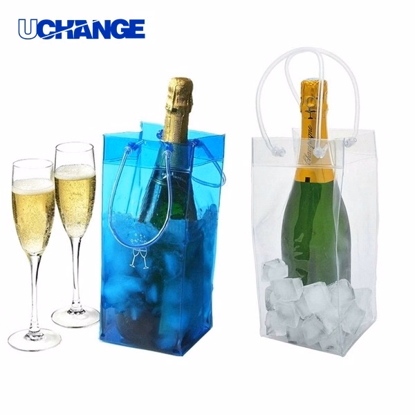PVC Clear Wine Chiller Bag Portable Bottle Cooler
