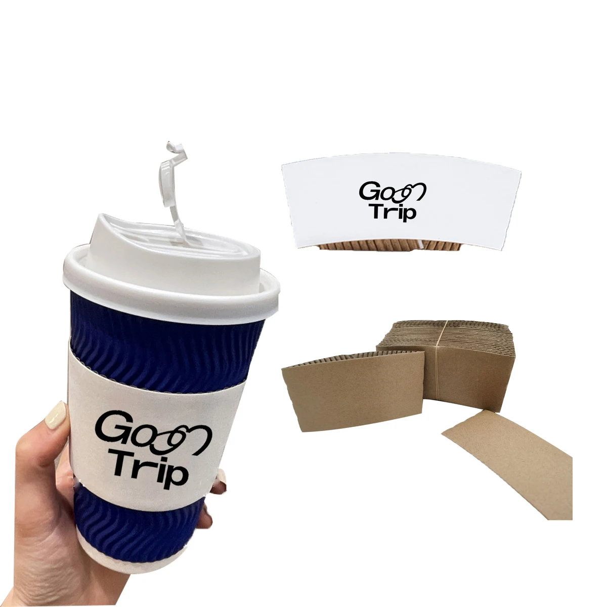 90 Caliber Corrugated Paper Cup Sleeve, custom koozie with logo imprint 1