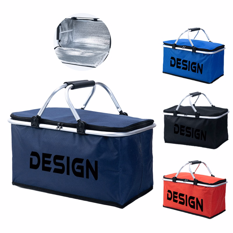 MOQ 50 Insulated Picnic Basket Outdoor Foldable Lunch Bag