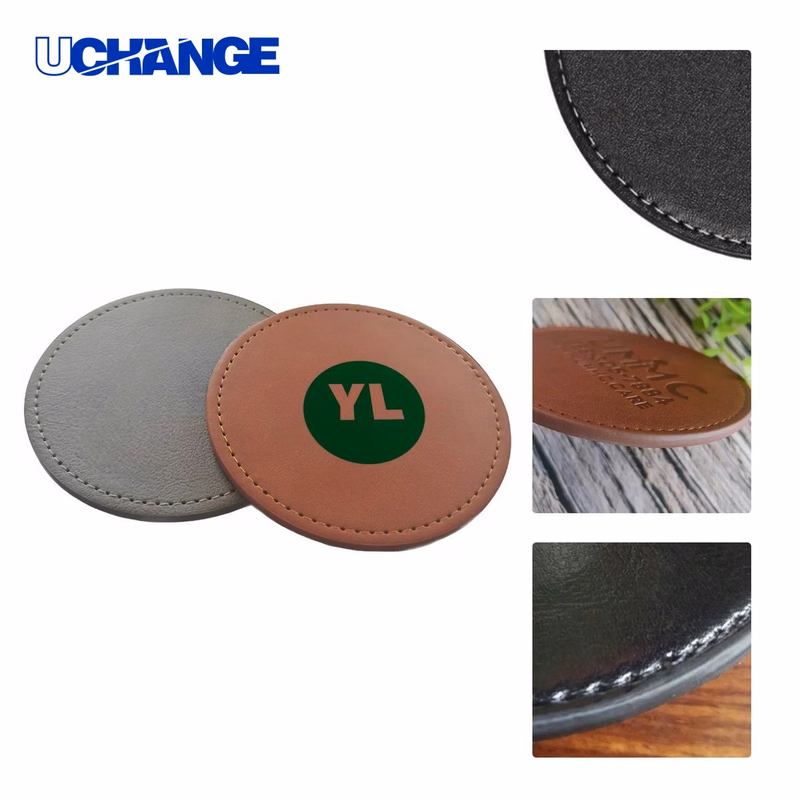 PU Leather Embossed Coaster Mat