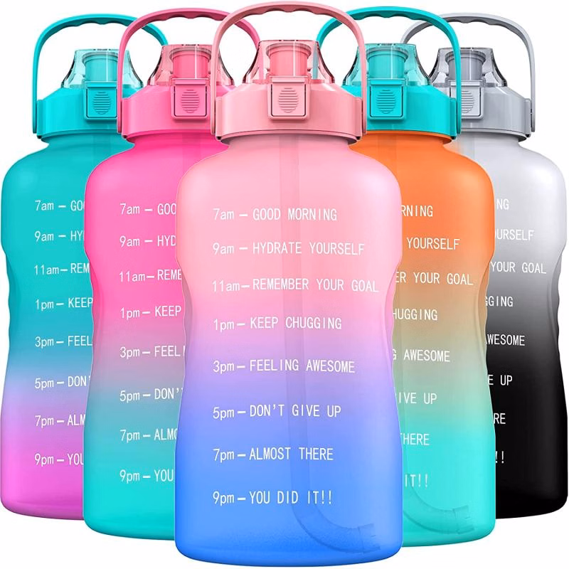 Color Changing 1 Gallon Motivational Water Bottle w/Straw & Time Marker