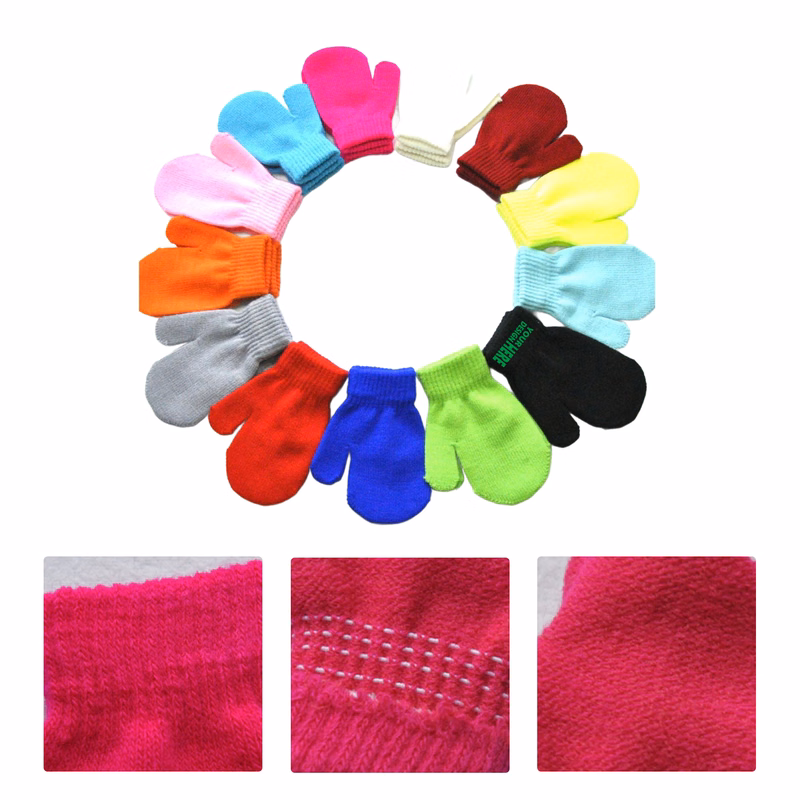 MOQ50 Winter Baby Knitted Mittens With Custom Logo