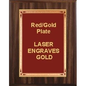 10-1/2" x 13" Classic Walnut Finish Plaque with a Red Teardrop Plate 1
