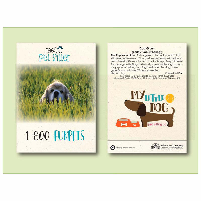 Dog Grass Seed Packet - Size 3.25" x 4.5"