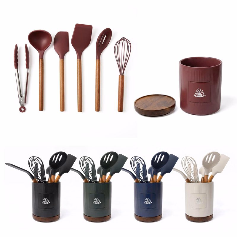 Radcliffe Stoneware Utensil Holder And Spatula Set