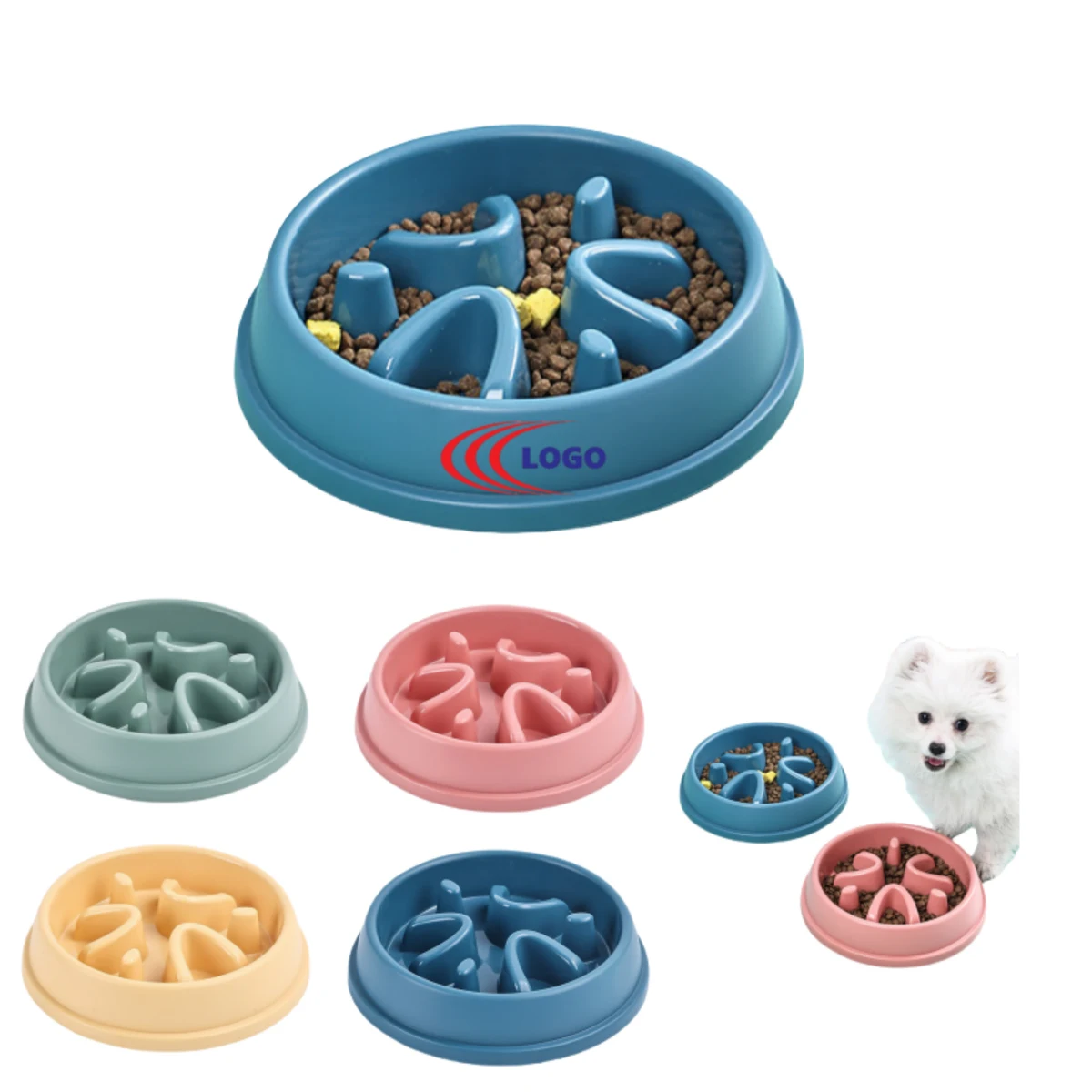 MOQ 50PCS Plastic Multicolor Dog Slow Feeder Pet Bowl 1