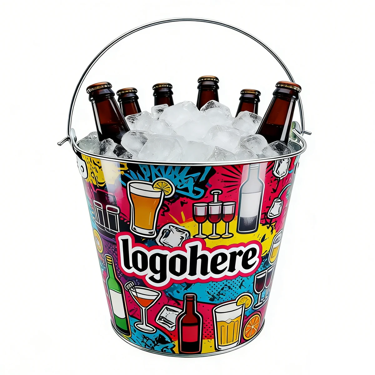 5L Custom Logo Printed Galvanized Metal Party Pail 1