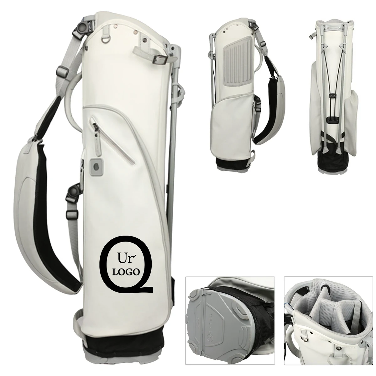 8 Inch White Multi-Functional Pu Golf Bag 1
