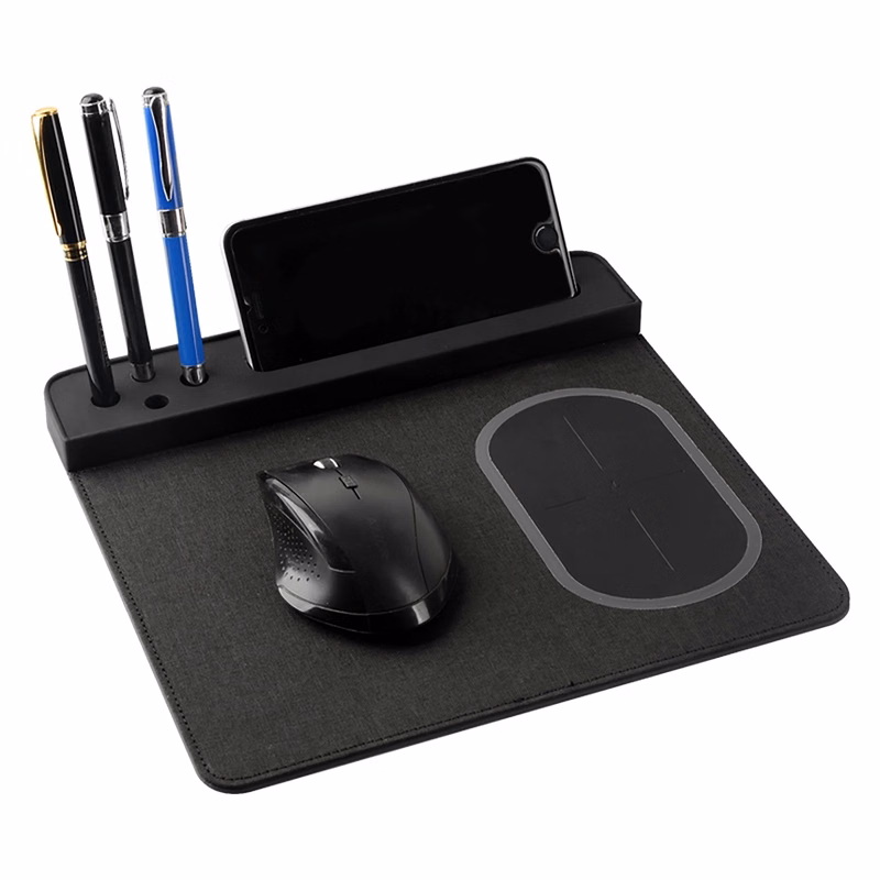 PU Leather Qi Wireless Charger Mouse Pad