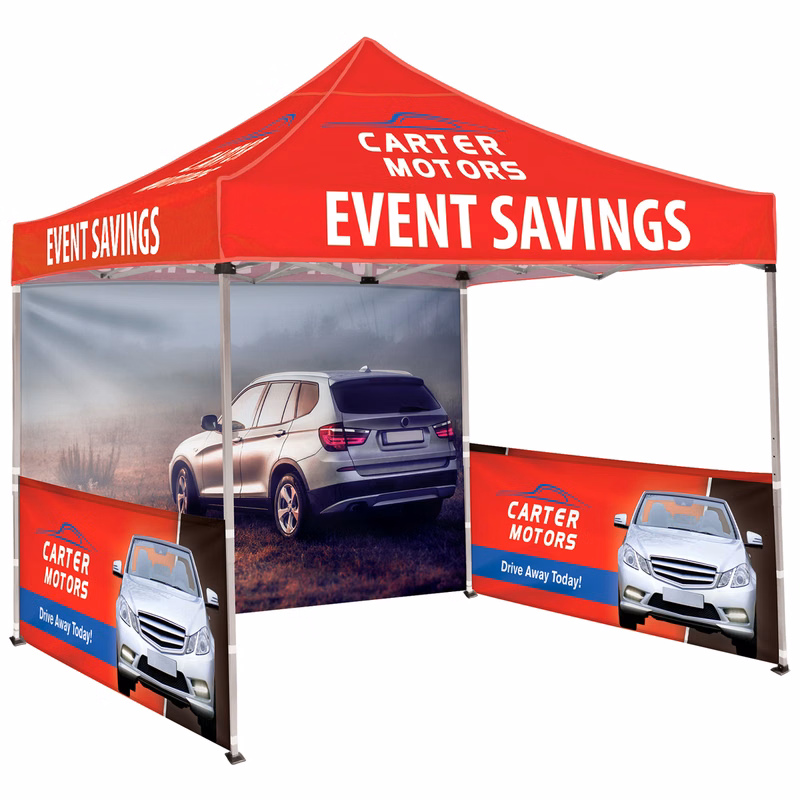 10' Square Canopy Tent W/One Full Double Sided Wall and Two Double Sided Half Walls