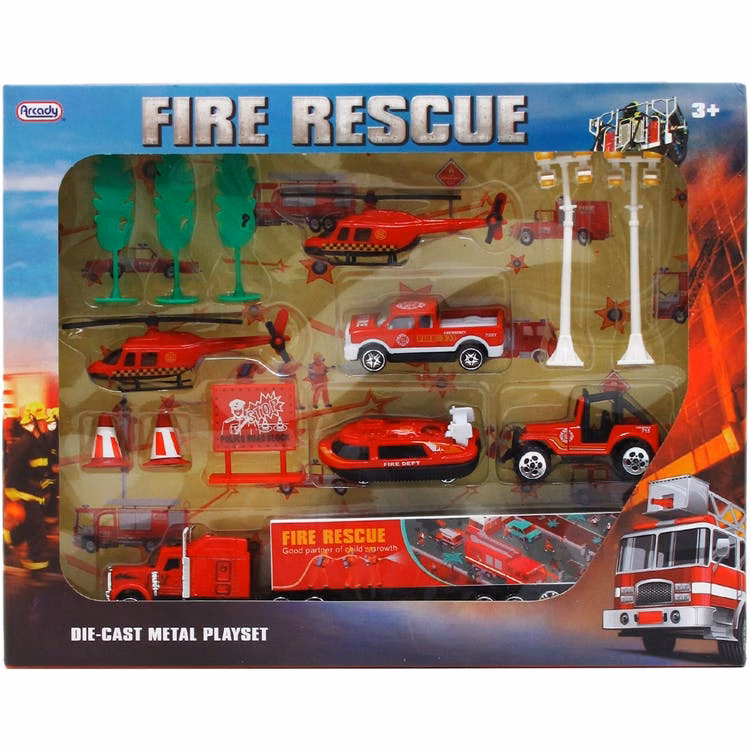Fire Rescue Diecast Metal Toy Set 14-Piece