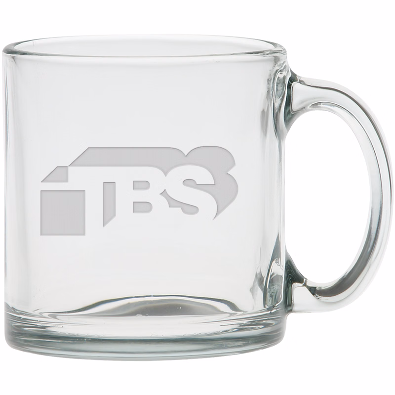 13 oz. Clear Glass Coffee Mug - Deep Etched