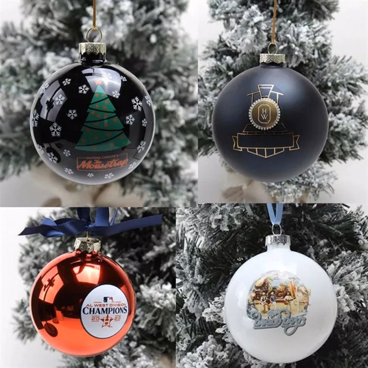 3 Inch Color Printed Glass Christmas Ball Ornament