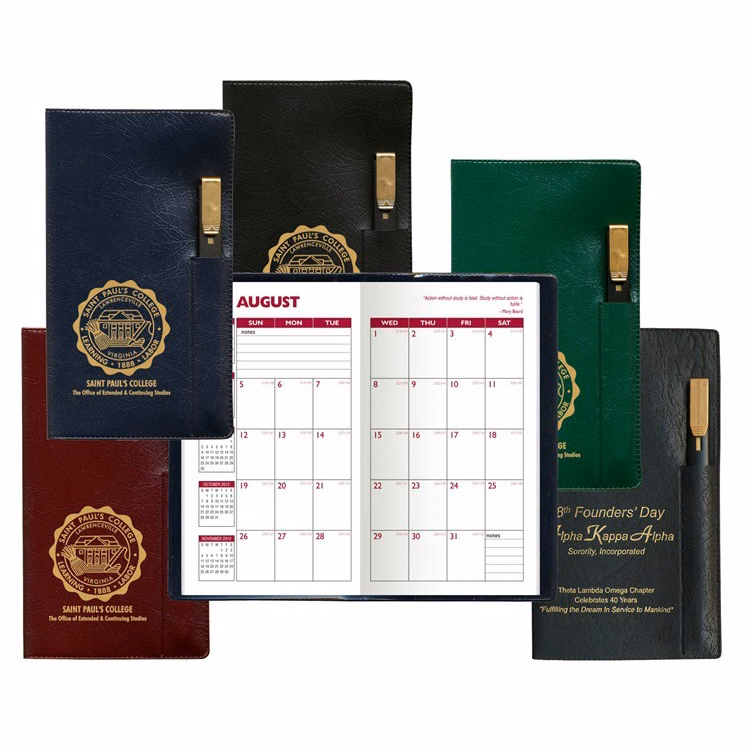 Executive Vinyl Cover Academic Pocket Planner with Pen