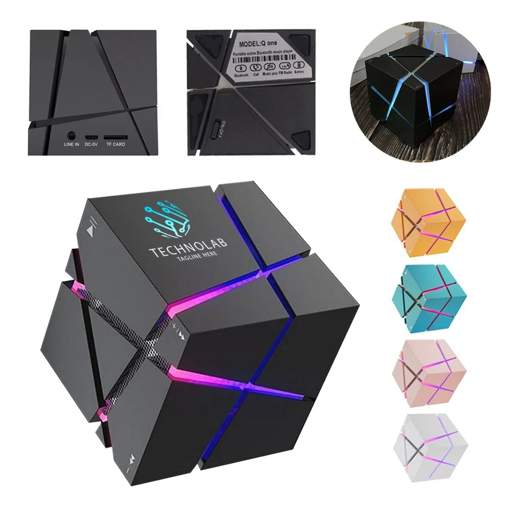 Portable Wireless Cube Speaker with Colorful Light 1