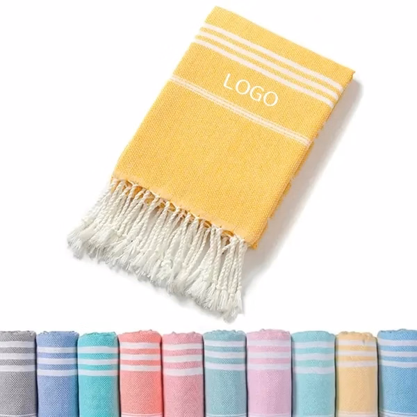 Fringed Jacquard Striped Bath Towel with Poly-Cotton Blend