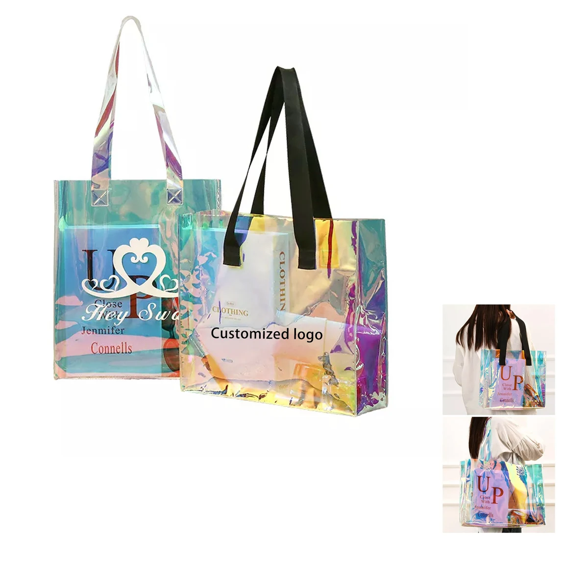 Clear Transparent Laser PVC Shopping Tote Bag 1