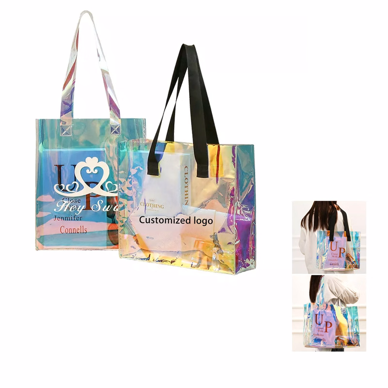 Clear Transparent Laser PVC Shopping Tote Bag