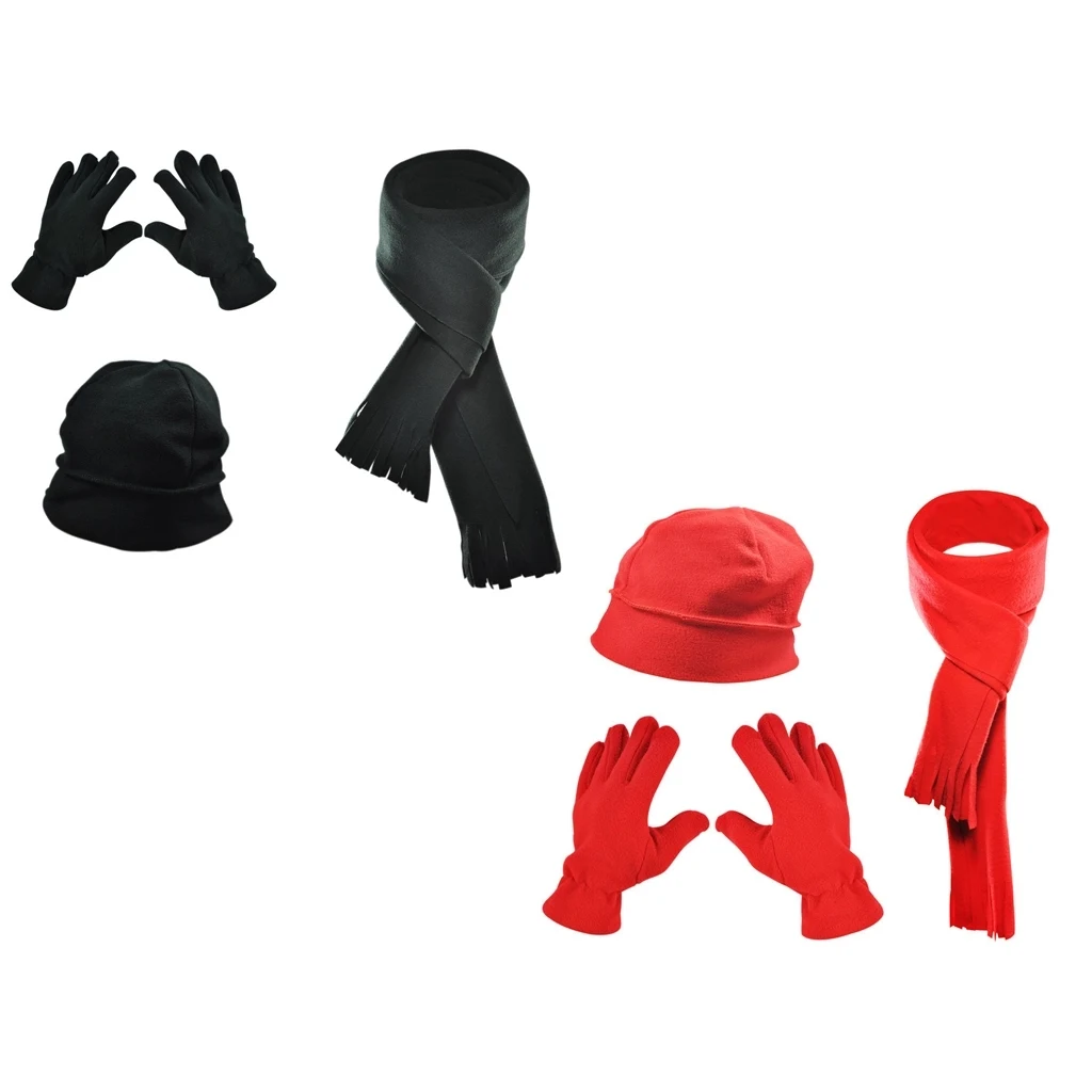 Hat Scarf Glove Fleece Set 1