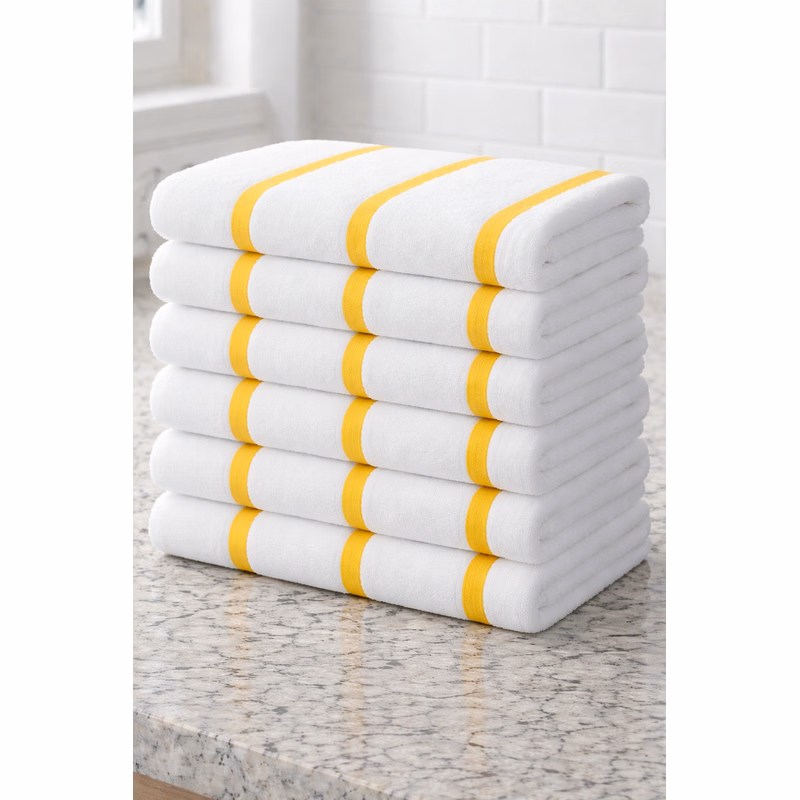 Yellow Stripe Cotton/Polyester Horizontal Stripe Towel (30"x60")