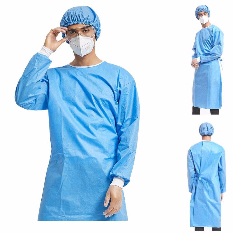 SMS Disposable Isolation Gown with Knitted Sleeve