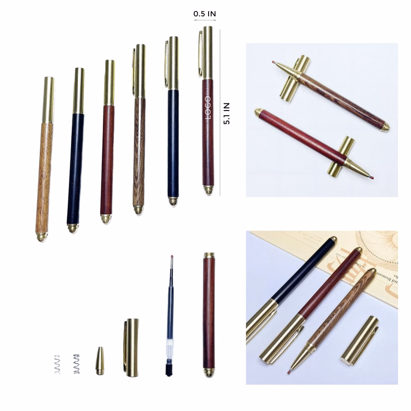 MOQ 10 PCS Luxurious Brass Pen With Sandalwood Pen Body