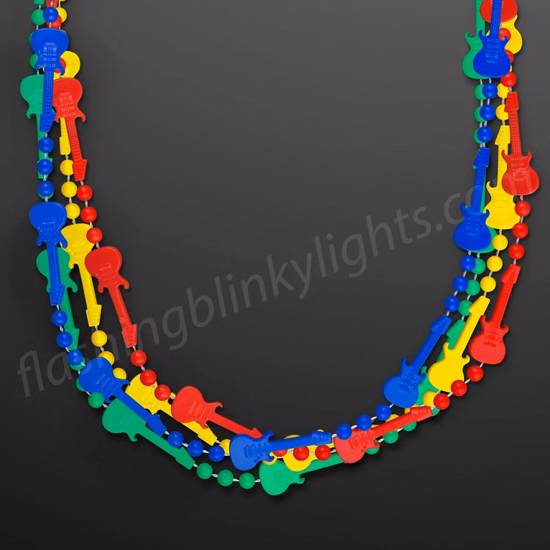 Rock Guitar Necklace Mardi Gras Beads