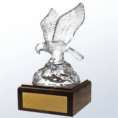 Soaring Molten Glass Eagle Award w/ Wood Base & Metal Plate 1