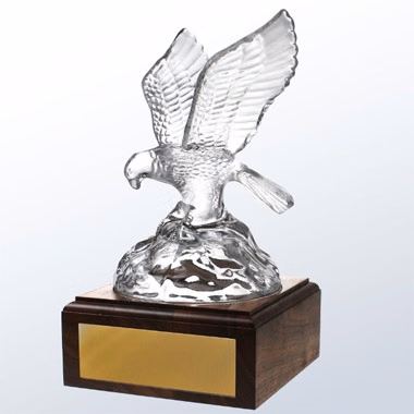 Soaring Molten Glass Eagle Award w/ Wood Base & Metal Plate