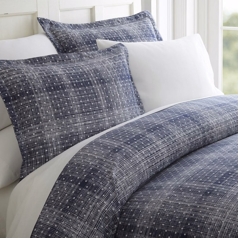 Duvet Cover Sets - Navy Polka Dot Queen 3 Piece