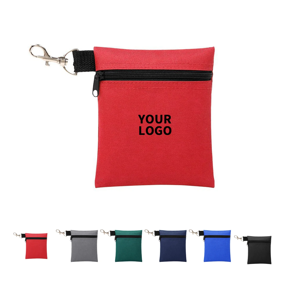 Polyester Zipper Golf Ball Pouch With Swivel Clip 1