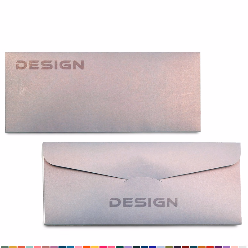 MOQ50 Pearlescent Paper Envelope Hot Foil Stamping
