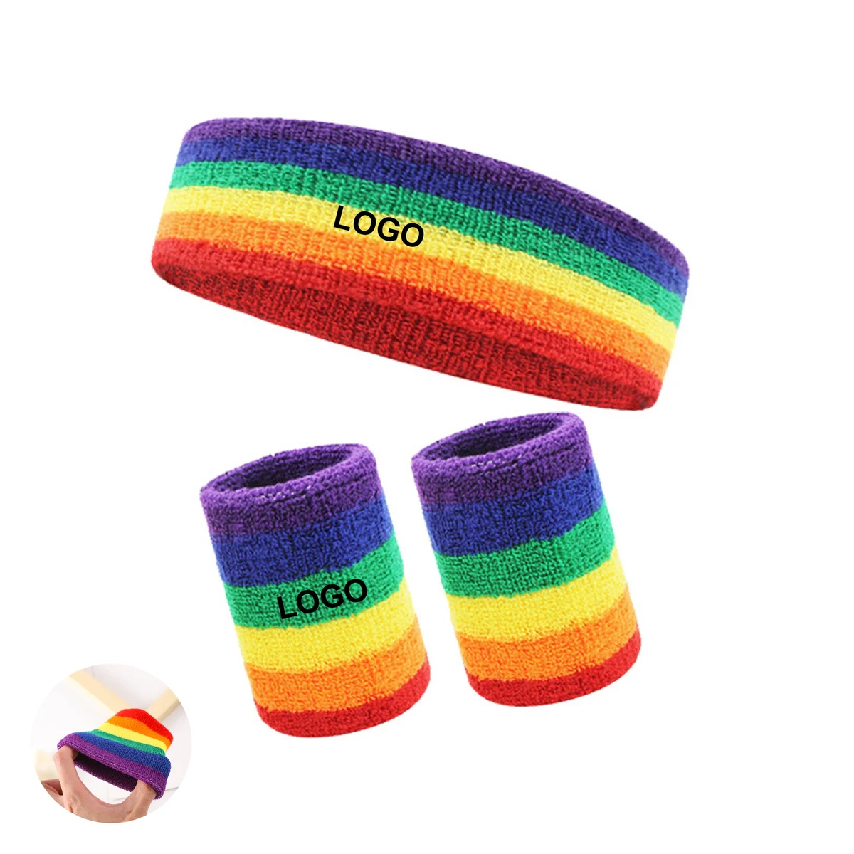 Rainbow Wristband & Headband Set (direct import) 1