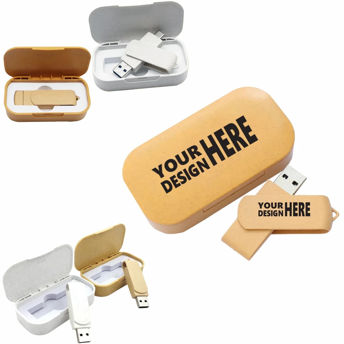 Eco Wheat Straw USB, Dual-Use Phone PC, Custom Logo Gift USB 1