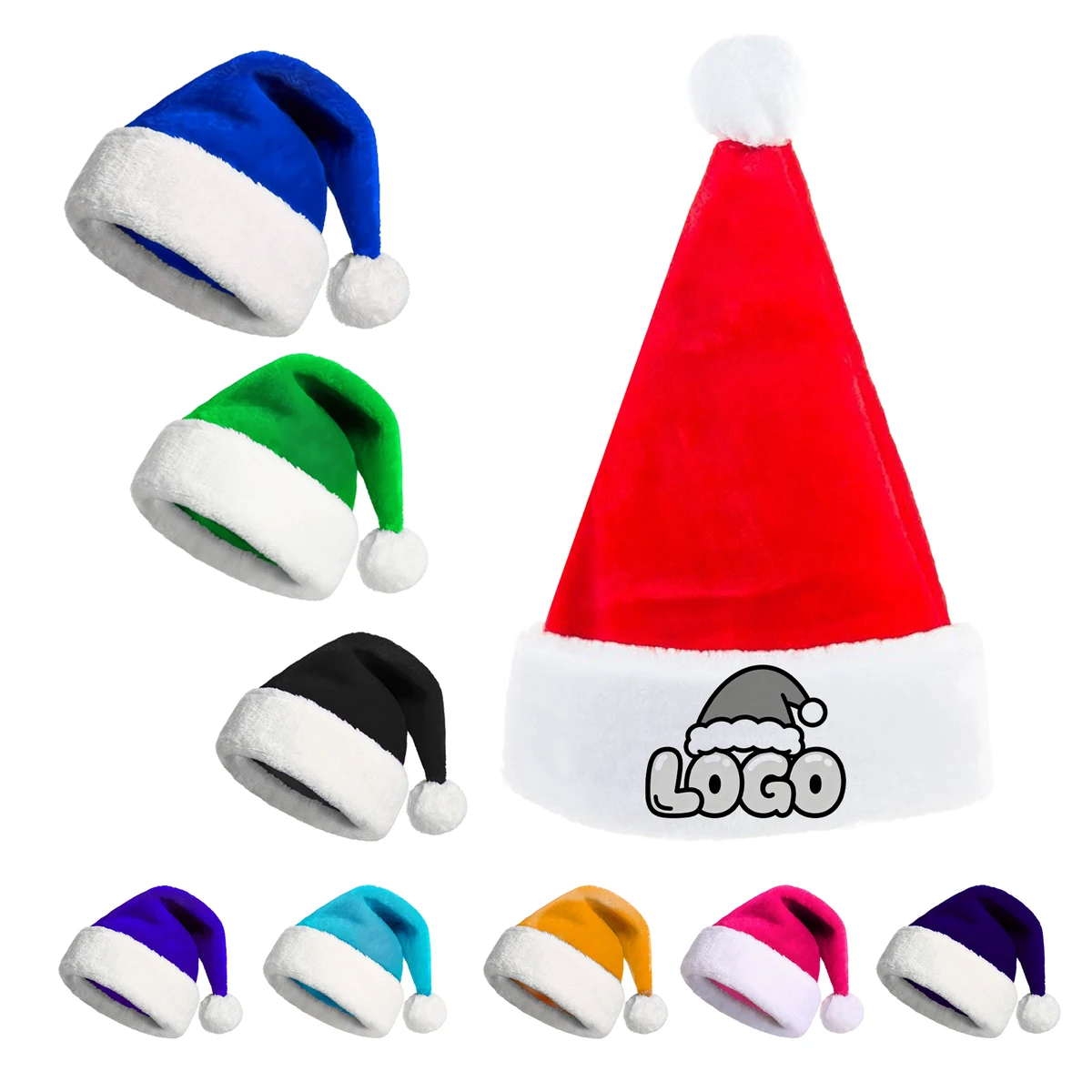 Thickened Short Plush Santa Christmas Hat 1