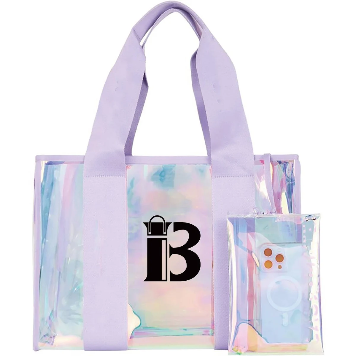 PVC Waterproof Beach Tote Bag w/ Phone Pouch 1