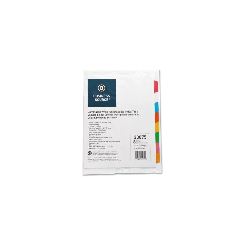 Index Dividers - 8 Color Tabs Mylar Matte Finish Write-On 1
