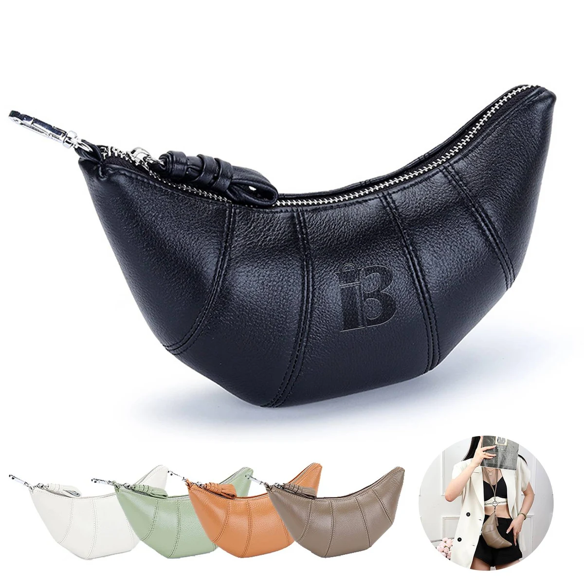 Genuine Leather Hanging Neck Phone Bag 1