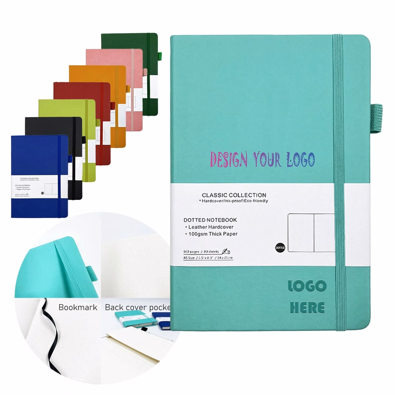 A5 Leather Cover Dotted Notebook