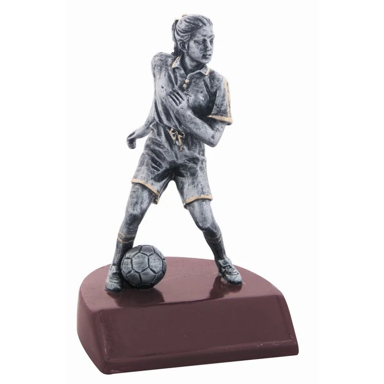 Soccer Female Antique Silver Sport Figure Award 1